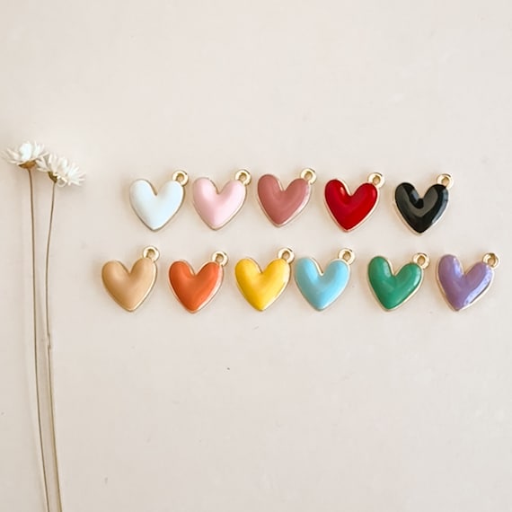 Heart charm, Metal charms, Charms for dogs, Pet charms, enamel charms, Valentine's Day charm