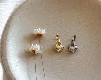 Heart Charm, Puffy Heart Collar Charm, Gold and Silver, Dog Charms