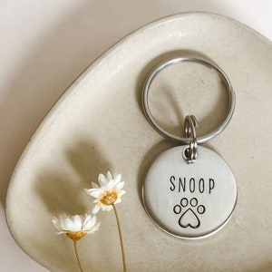LOVE PAW Dog Tag, Pet Id Tag, Personalized Dog Tag, Hand Stamped Dog Tag, Engraved Dog Tag, Heart dog tag