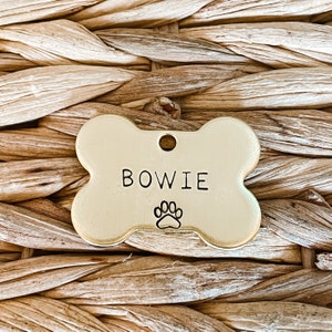 Dog Tag, Pet Id Tag, Personalized Dog Tag, Hand Stamped Dog Tag, Engraved Dog Tag, BONE PAW PRINT