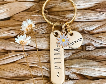 Dog Tag, Pet Id Tag, Personalized Dog Tag, Hand Stamped Dog Tag, Engraved Dog Tag, MINIMALIST BAR VINES