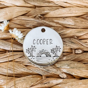 Dog Tag, Pet Id Tag, Personalized Dog Tag, Hand Stamped Dog Tag, Engraved Dog Tag, ISLAND VIBES