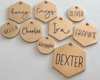 Custom Dog Tag — Laser Engraved Pet ID Tag — Brass Dog Tag