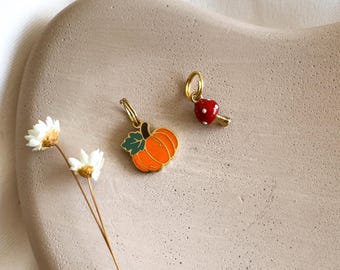 Fall Dog Collar Charm, Pumpkin or Mushroom Charm, Stainless Steel Pet Charm, Autumn Dog Accessory