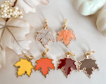 Maple leaf charm, Leaf charm, Charms for dogs, Pet charms, enamel charms, Fall Charms
