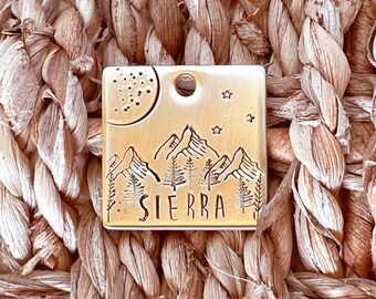 Dog Tag, Pet Id Tag, Personalized Dog Tag, Hand Stamped Dog Tag, Engraved Dog Tag, FULL MOON MOUNTAINS