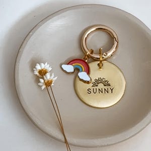 SUNNY DAYS Dog Tag, Sun Dog Tag, Pet Id Tag, Personalized Dog Tag, Hand Stamped Dog Tag, Spring dog tag