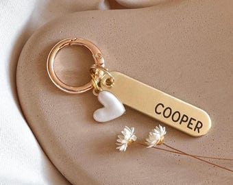 Custom Dog Tag — Laser Engraved Pet ID — Brass or Nickel Silver — MINIMALIST BAR Tag