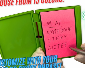 Customizable MINI Sticky Notes Notebook with Pen, Personalized Sticky Pad Book, 2x3 Sticky Notes Holder, On The Go Note Organizer, Pocket