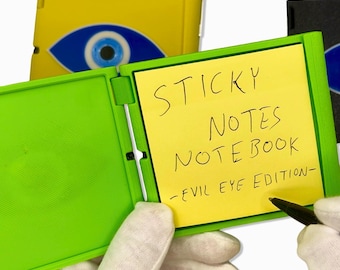Customizable Evil Eye Sticky Notes Notebook with Pen, Personalized Sticky Pad Book, 3x3 Sticky Notes Holder, Evil Eye Themed Note Organizer