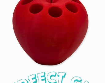 Apple Pencil Holder, Back To School Gift, Teacher Appreciation, First Day of School Desk Pen Organizer, Cute Cubicle Décor, Tool Holder, Red