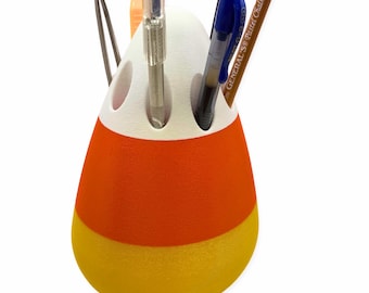 Candy Corn Pencil Pen Holder, Halloween Décor Themed Desk Organizer, Small Tools Paintbrush Markers Spooky Storage, Fall Season Decorations
