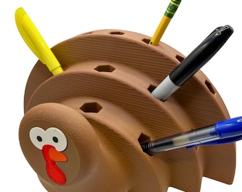 Thanksgiving Turkey Pen Pencil Holder, Thanksgiving Fall Decoration, Desk Organizer, Paintbrush Marker Tools Organizer, Teacher Gift Décor