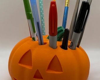 Halloween Pumpkin Pen Pencil Holder, Halloween Decoration, Desk Organizer, Paintbrush Marker Tweezers Tools Organizer, Teacher Desk Décor 3D