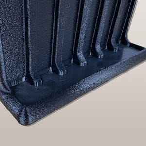 3D printed tool organizer with 16 slots, including extra-wide ones, for screwdrivers, pliers, wrenches, and more. Keeps tools organized and easily accessible.