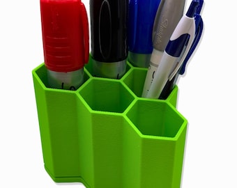 Modern Desktop Storage, Minimalist Cubicle Décor, Hexagon Geometric Desk Organizer, Pen Pencil Tool Organizer, Jumbo Big Marker Pen Holder
