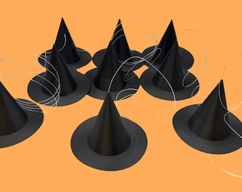 Mini Witch Hats, 9 Halloween Witch Hat Charm, Cure Spooky Décor, Miniature Doll Wizard Accessory, Bachelorette Party Gift, Sorcerer Floating