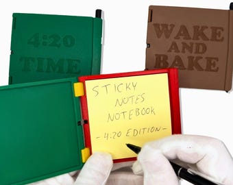 Libreta de notas adhesivas personalizable con temática de marihuana y bolígrafo, bloc de notas adhesivas 420 personalizado, soporte para notas adhesivas, nota para fumador de cannabis.