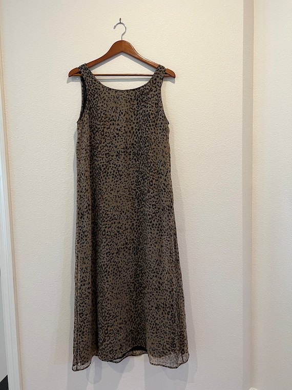 Vintage Cheetah/Leopard Silk Maxi Midi Dress Night