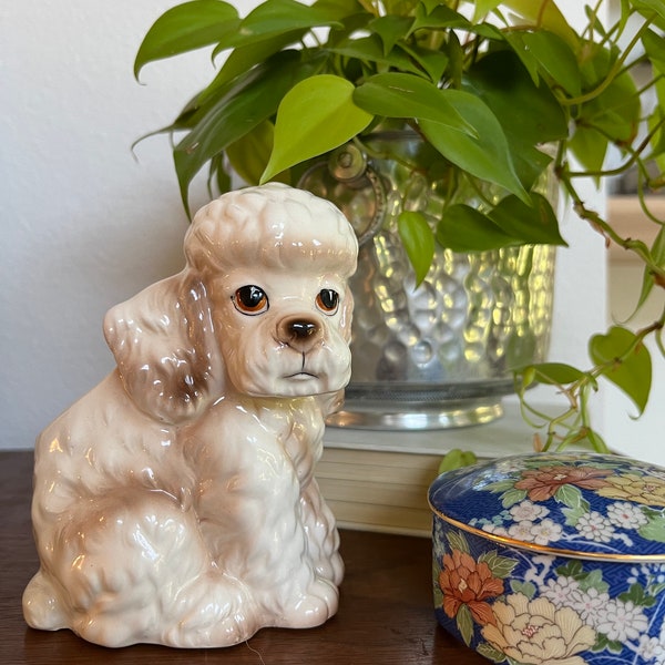 Vintage Lefton Puppy Planter #H-4906 | White and Cream  Poodle Planter | Unique Planter