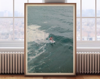 Plakat z surferem | Plakat ścienny z błękitnym oceanem, Plakat z La Jolla, Plaża Torrey Pines, Plakat ścienny w San Diego, Plakat z Kalifornii, Plakat z surferem
