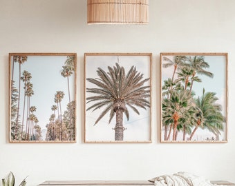 Set of 3 Palm Tree Prints | Palm Tree Wall Art, California Gift, Minimalist Wall Art, Cheap posters, Wall Aesthetics, California poster