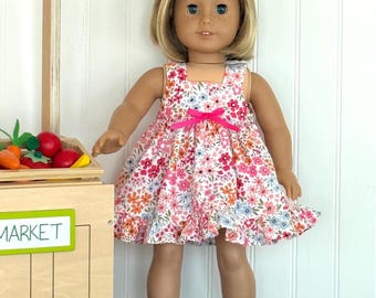 18 inch Doll Dress: Pink Floral Sundress