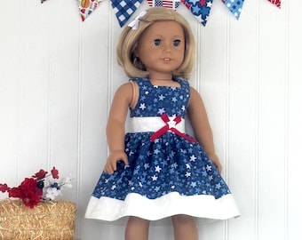 18 inch Doll Patriotic Dress | Blue Stars