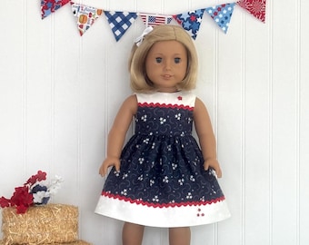 18 inch Doll Patriotic Dress: Red White and Blue with Stars