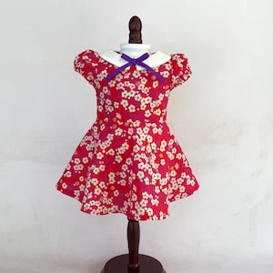 18 inch Doll Liberty Fabric Dress | Red Floral Doll Dress | Floral Liberty Doll Dress | Gift for Girls |