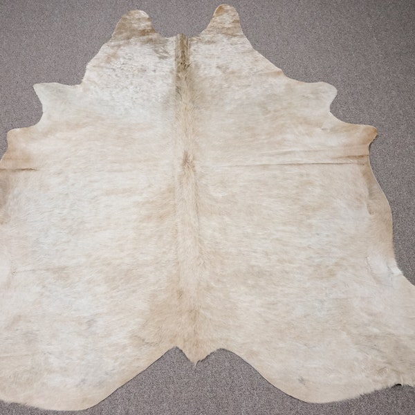 Extra Large Beige Brazilian Cowhide rug 7.4 x 6.8ft -3241