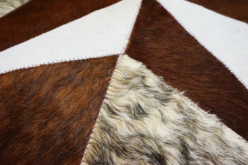 RODEO Texas Star Patch Work Cowhide Rug With Leather Edging Etsy