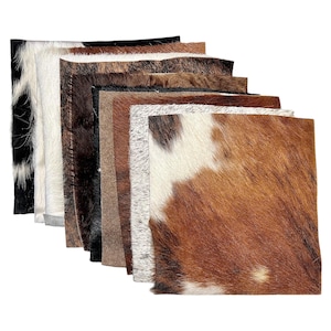 Hair on Cowhide Scrap Leather Hide Remnants 10 Pieces