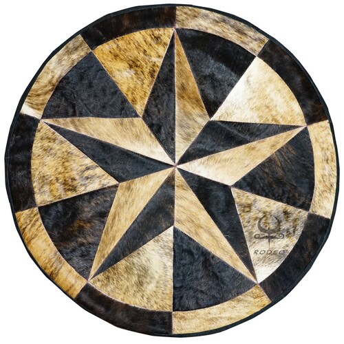 Round Cowhide Rug Tricolor Single Star 40" 3.3 ft - 5 ft 60" Round Cowhide Rug Tricolor Single Star 40" 3.3 ft - 5 ft 60"