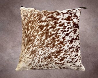 Brown and White Cowhide Pillow Cover---PL036