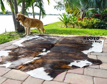 Amazing Rodeo Brazilian  Cowhide Rug Size L/XL APPROX 6x7/7X7/7x8FT