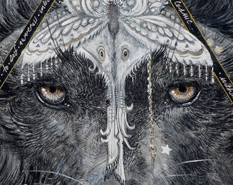 PRINT | Satori Unlocked - Night Wolf adorns Satori Moth Crown