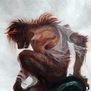 PRINT - Werewolf going through some changes - dark wall art