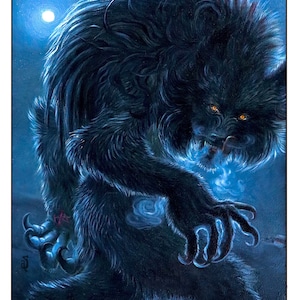 PRINT / Blue Moon Rising - Werewolf wall art