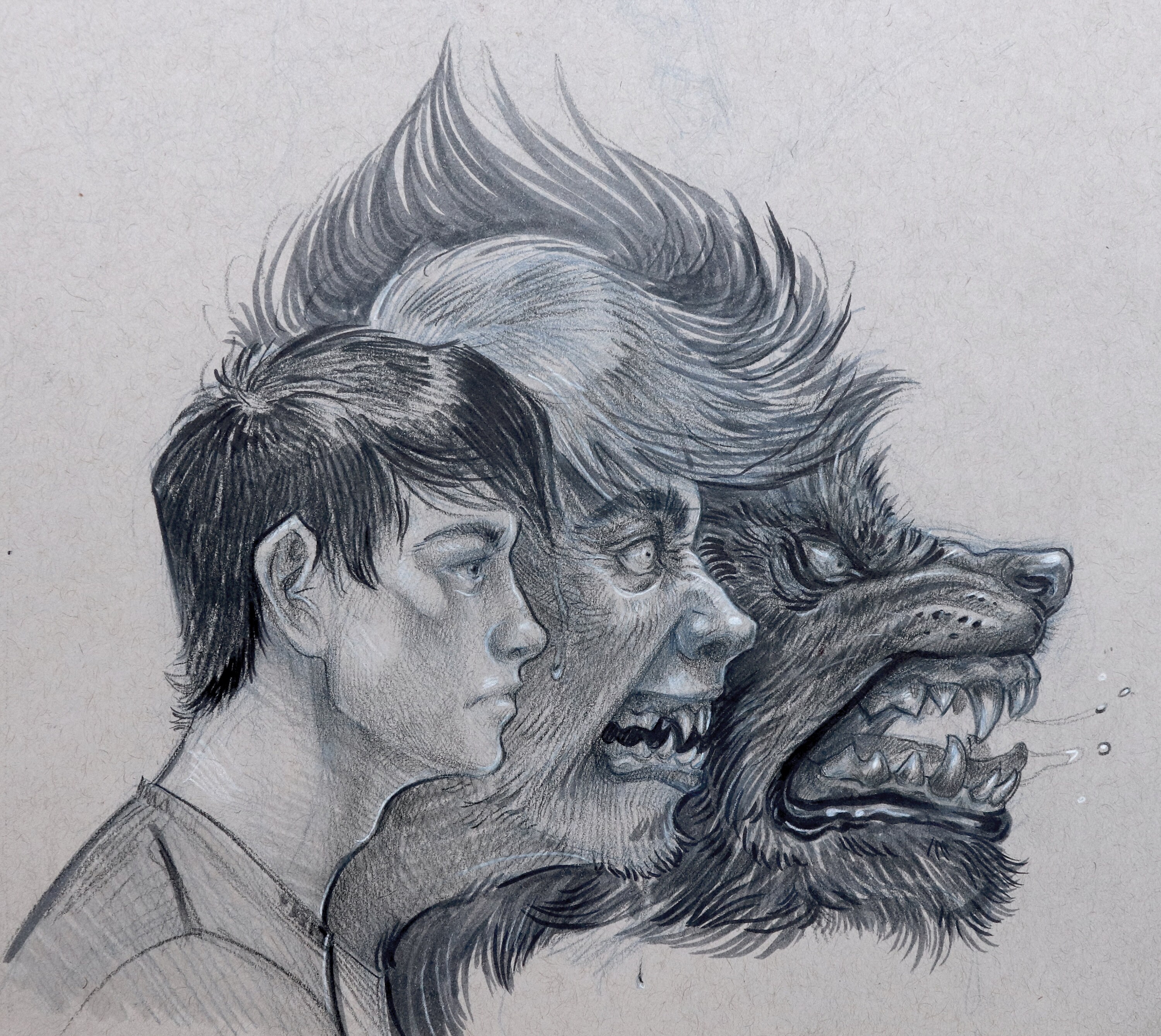 Werewolf transformation art