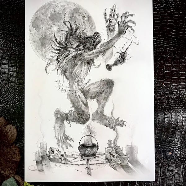 PRINT - Lycan Ritual - werewolf art