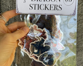 Primary Dragon Stickers | original artwork on glossy sticker paper - red- yellow- blue.