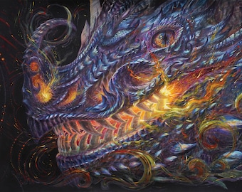 PRINT / Celestial Firestarter Dragon / Wall Art Decor
