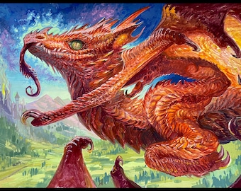 PRINT - Young Firestarter - dragon wall art