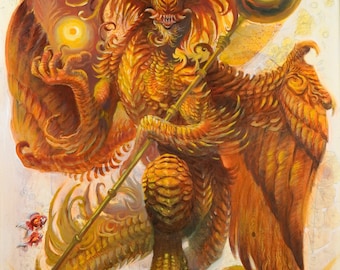 PRINT - Gold Dragon / Periodic Table of Dragons / Wall Art Decor
