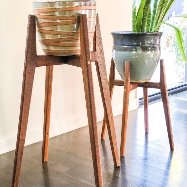 Indoor Plant Stand Mid Century | Plant Display Stand | Modern Flower Holder | Wooden Herb Rack | Tall Decor Display