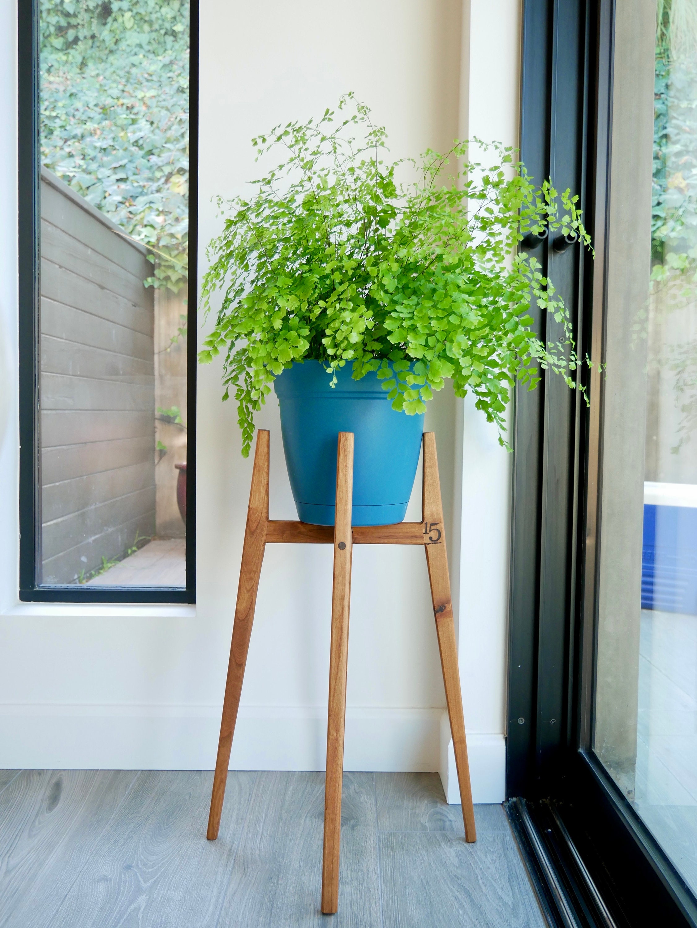 Large Indoor Wood Plant Stand Mid Century Modern Flower Pot Stand