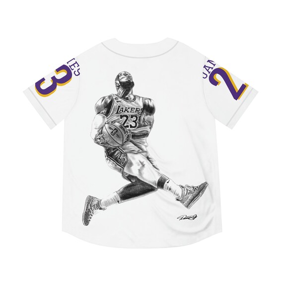Men s Baseball Jersey Lebron James Los Angeles LA Lakers Original Sports Basketball Artwork From Dantel Art LLC Etsy Canada