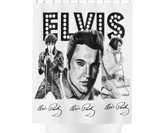 Polyester Shower Curtain - Elvis Presley King of Rock and Roll Original Artwork from Dantel Art LLC