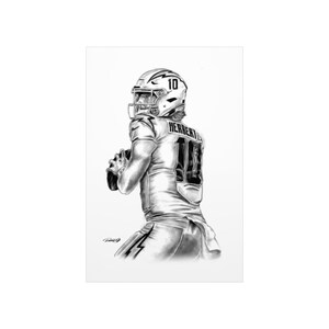 Pósteres verticales mate premium Justin Herbert Los Angeles Chargers Football NFL Original Sports Athlete ilustraciones de Dantel Art LLC imagen 2